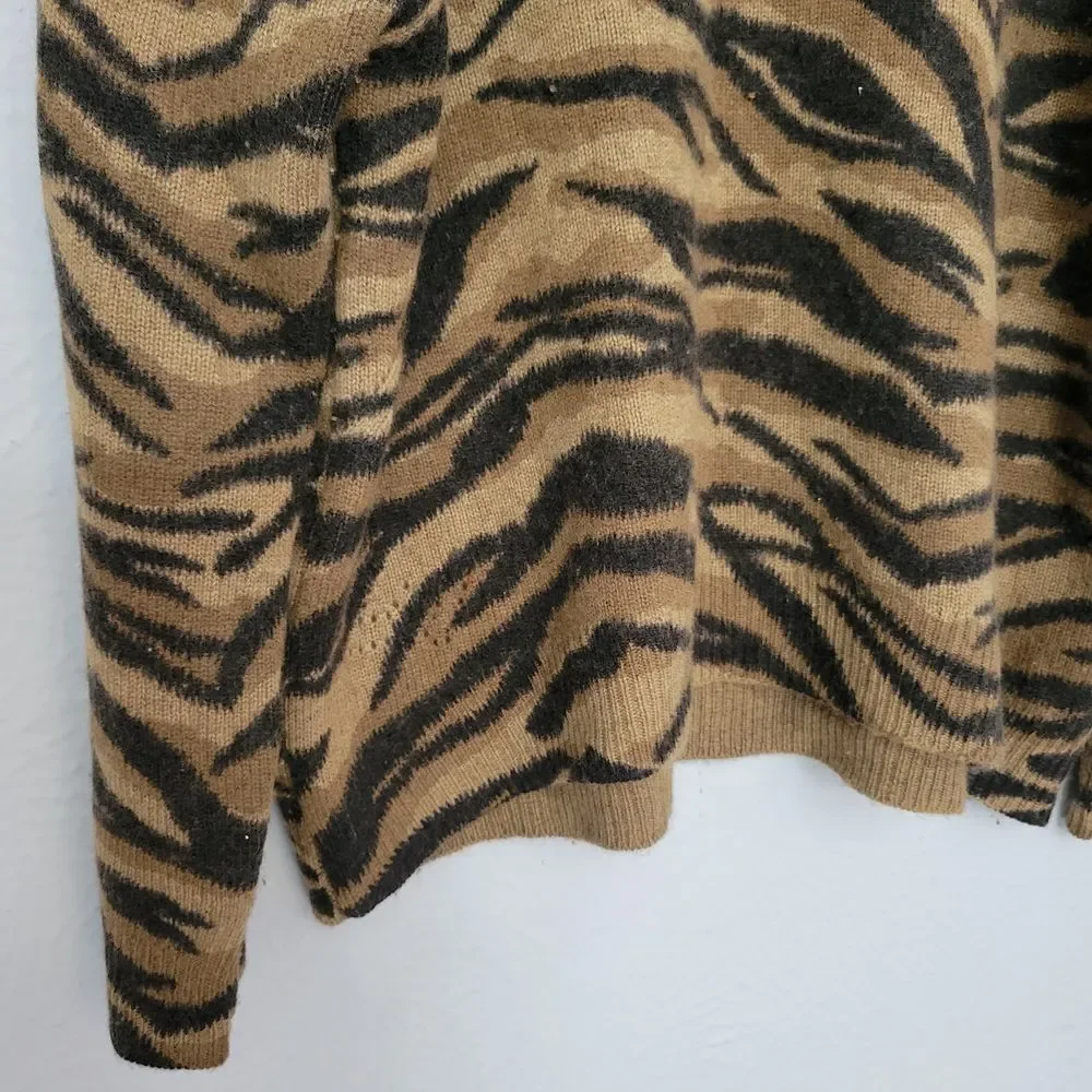 Zadig & Voltaire Tan and Black Tiger-Print Crewneck Sweater - Picture 3 of 10